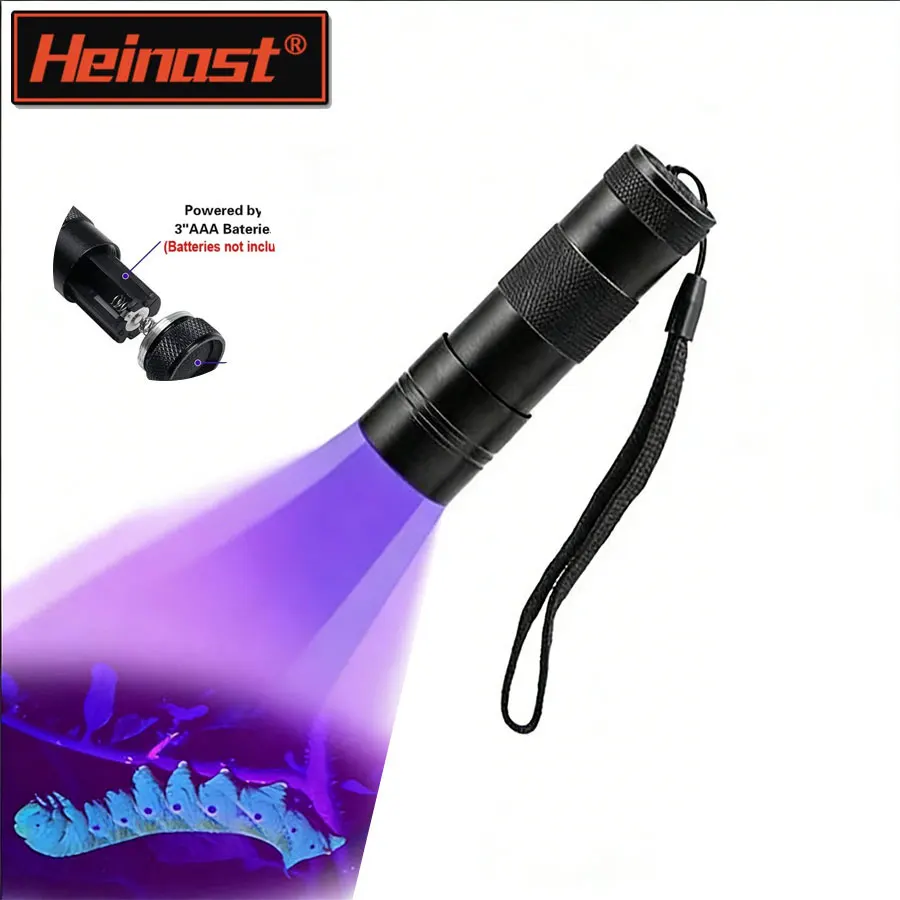 

Портативный УФ-ручной водонепроницаемый фонарик с черным светом 395 нм мини-светильник-детектор для пятен мочи домашних животных 3AAA батарея УФ-лампа