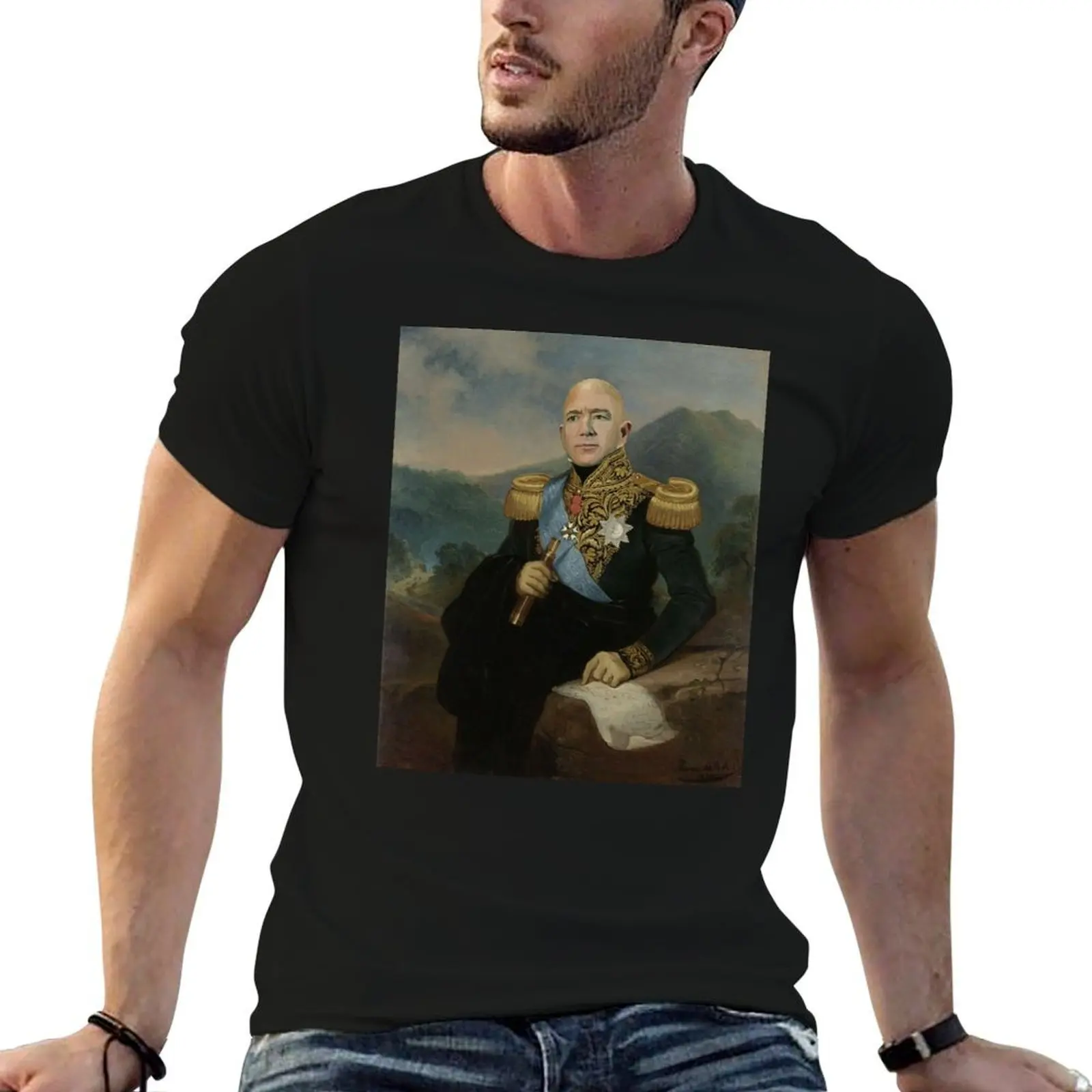

Bezos Portrait T-Shirt man t shirt designer t shirts for man cotton T-Shirt