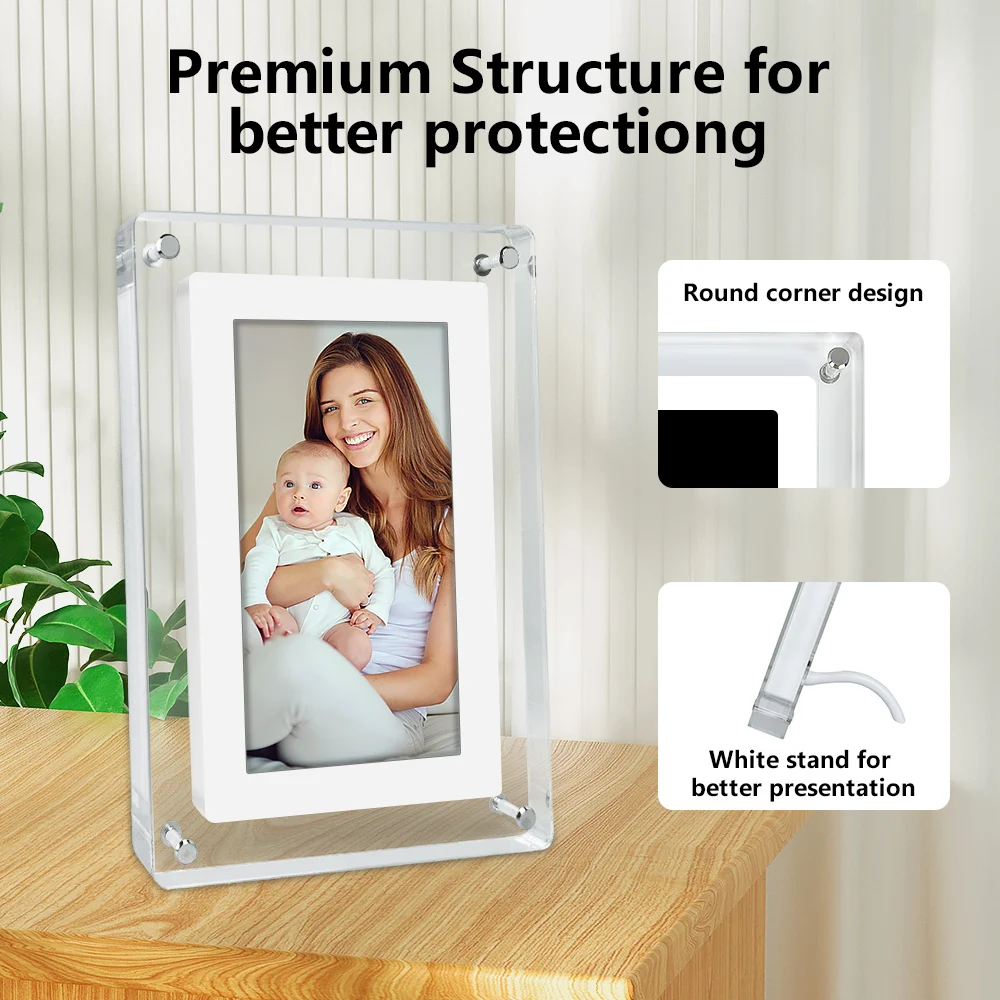 Imagem -04 - Electronic Digital Photo Frame Retratos Acrílico 4gb 1500mah Ips Screen Álbum Imagem Video Player Desktop