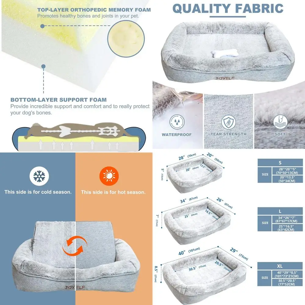

Orthopedic XL Memory Foam Dog Bed with Removable Washable Cover and Waterproof Liner