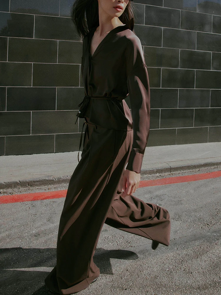 Faion Long Sve irt – Texture Satin de soie, col rabattu avec ceinture, vêtements pour femmes, Costume de scène ethnique, nouvelle collection hiver 2025