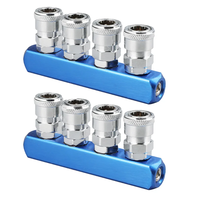 

N04R 2X Pneumatic Distributor 4 Way Air Hose Quick Connect Coupling Tool 1/4 Bsp Thread
