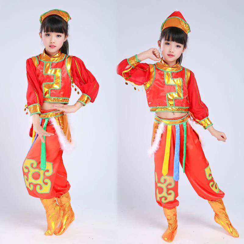 Children's Grassland Costume, June 1, Mongolia Kuda Kepang Costume, National Dancing Dress Little Steed Performance Costume