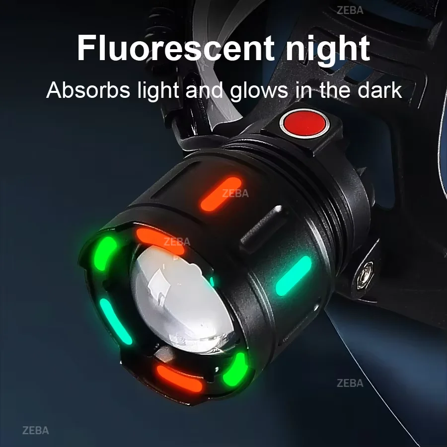 2026 Strong Light Led Headlight USB Rechargeable Powerful LED Headlamp Ultra Bright Head Flashlight With Fluoresce Fishing Light