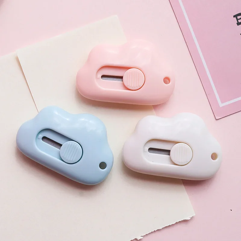 1PC Portable Mini Box Cutter - Cloud Design Craft Utility Knife for Students & Office Use (Letters, Packages)