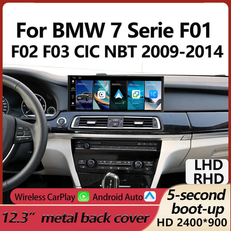 Upgrade 2400*900p For BMW 7 Serie F01 F02 F03 CIC NBT 2009 2014 Car Multimedia Player Screen Wireless Carplay Android Auto Linux