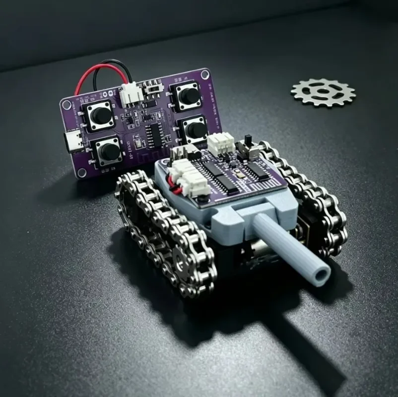 Mini Metal Tracked Tank RC Robot Car Programmable DIY Education Kit, Remote Control Cyberpunk Model Toy