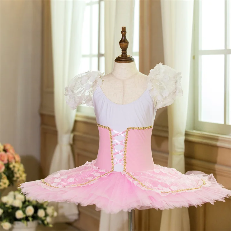 Pre-professional Fresh Design Custom Size Custom Color Performance Dance Kids Girls Wear 7Layers Light Pink Elegant  Ballet Tutu