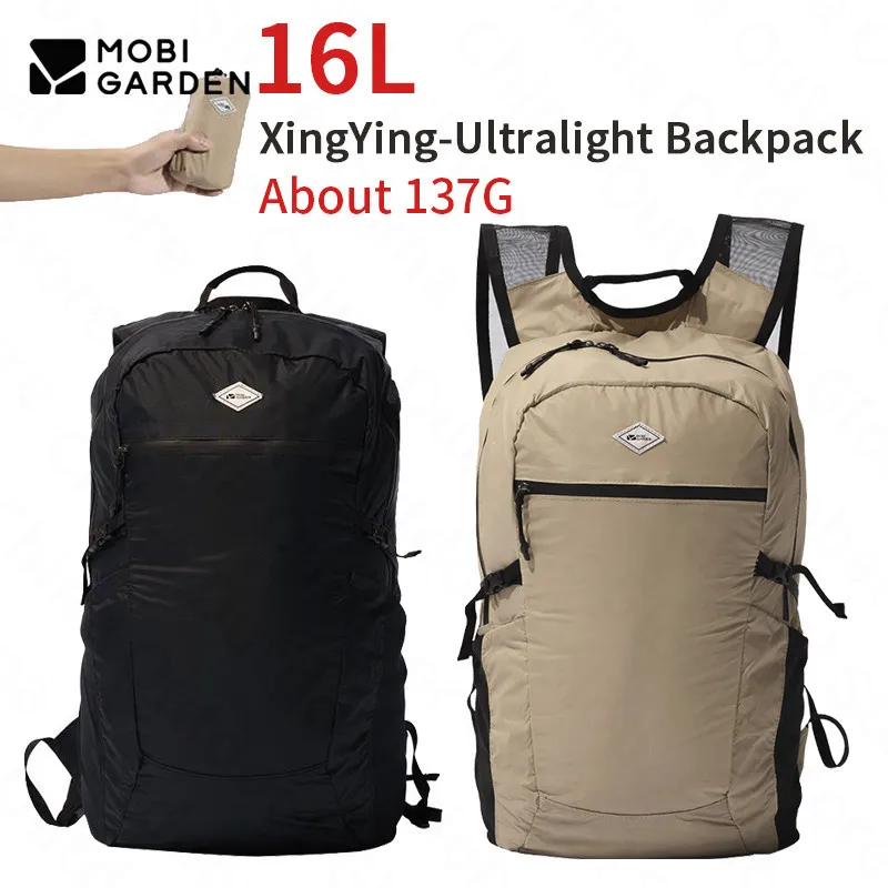 

MOBI GARDEN 137 г Сверхлегкий рюкзак для отдыха на природе 16 л Портативная складная водонепроницаемая дорожная сумка для мужчин и женщин Уличная модная сумка