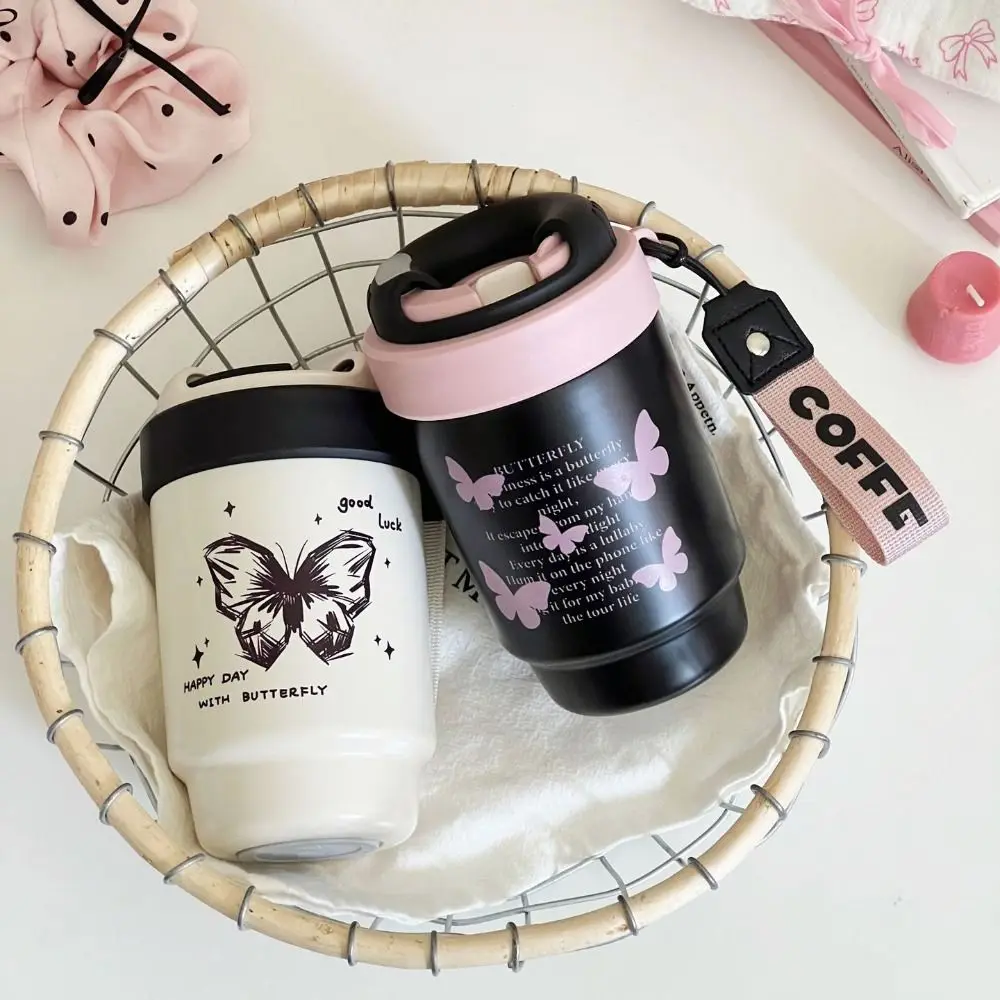 

316 Stainless Steel Butterfly Insulated Cup Large-capacity Double Layer Vacuum Thermos Cup with Cover Bowl Tea Drain