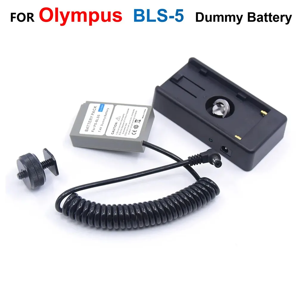 

PS-BLS5 Dummy Battery BLS-5 With NP F960 F750 F550 Adapter Plate Kit For Olympus Cameras E-M10 Mark II III PEN E-PL5 E-PL7 E-PM2