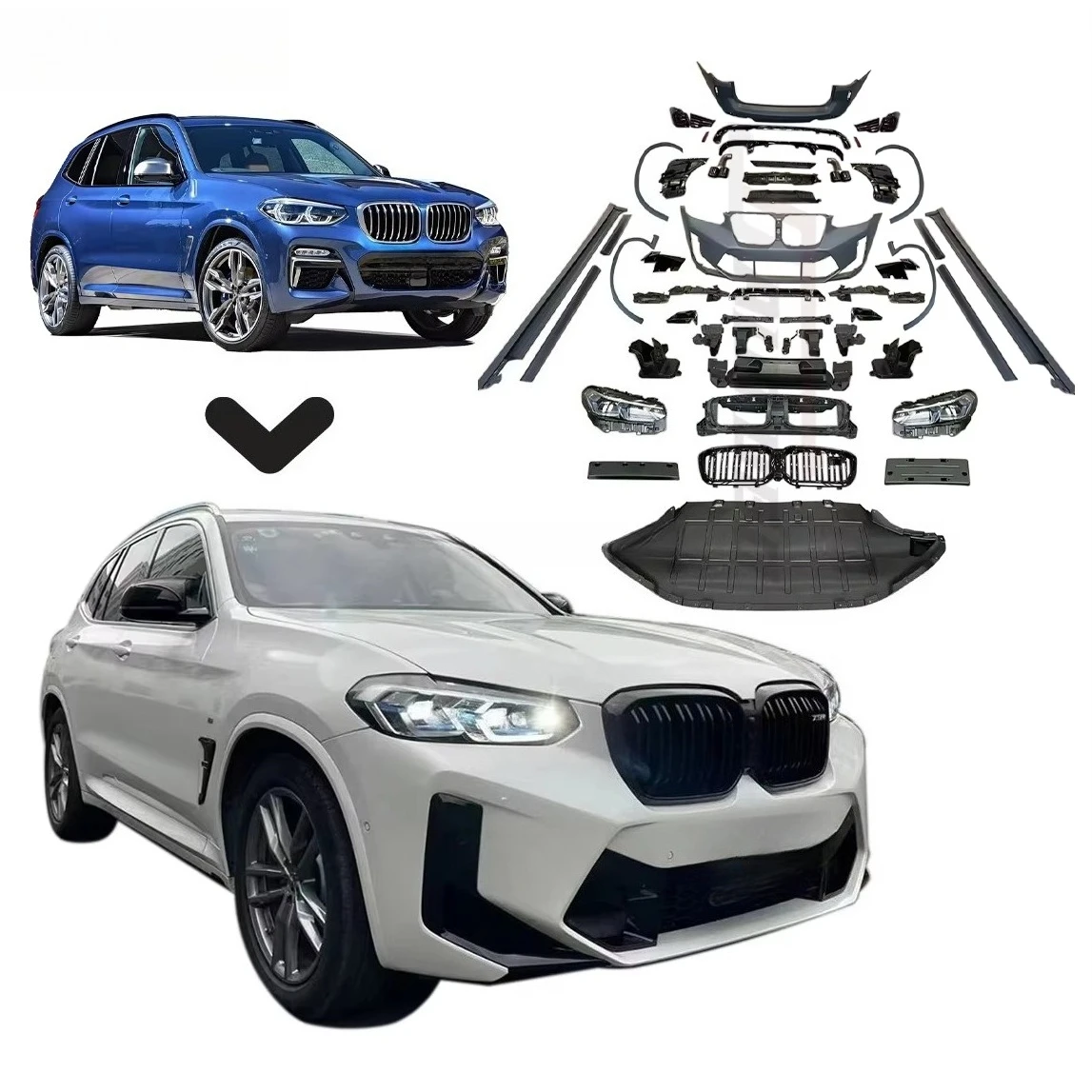 

Bodykit for X3 G01 Upgrade to F97 LCI X3M Front Rear Car Bumper Assembly Headlight Taillight Pipe Lamp Side Skirt Wheel Arch