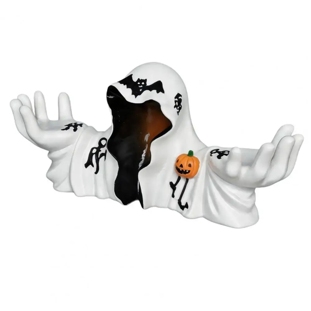 Ghost Candle Holder Halloween White Robe Ghost Figurine Spooky Statue Candle Holder Sculpture for Home Bedroom Decoration Spooky