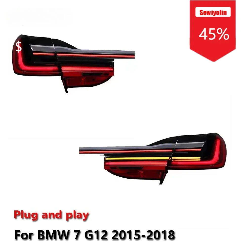 

Sewiyolin Автомобильные аксессуары Светодиодные задние фонари для BMW 7 серии G12 2015-2018 Plug And Play Стоп-сигнал DRL Динамический указатель поворота DRL