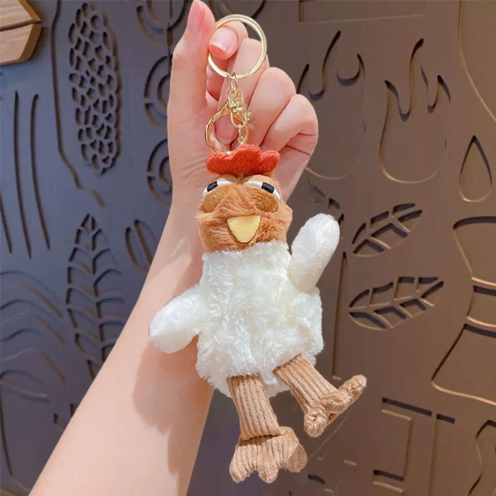 Cuddly Egg-laying Chicken Keychain Plush Creative Squeaking Plush Doll Toy Fashion Funny Stuffed Bag Pendant Tote Bag Crossbody