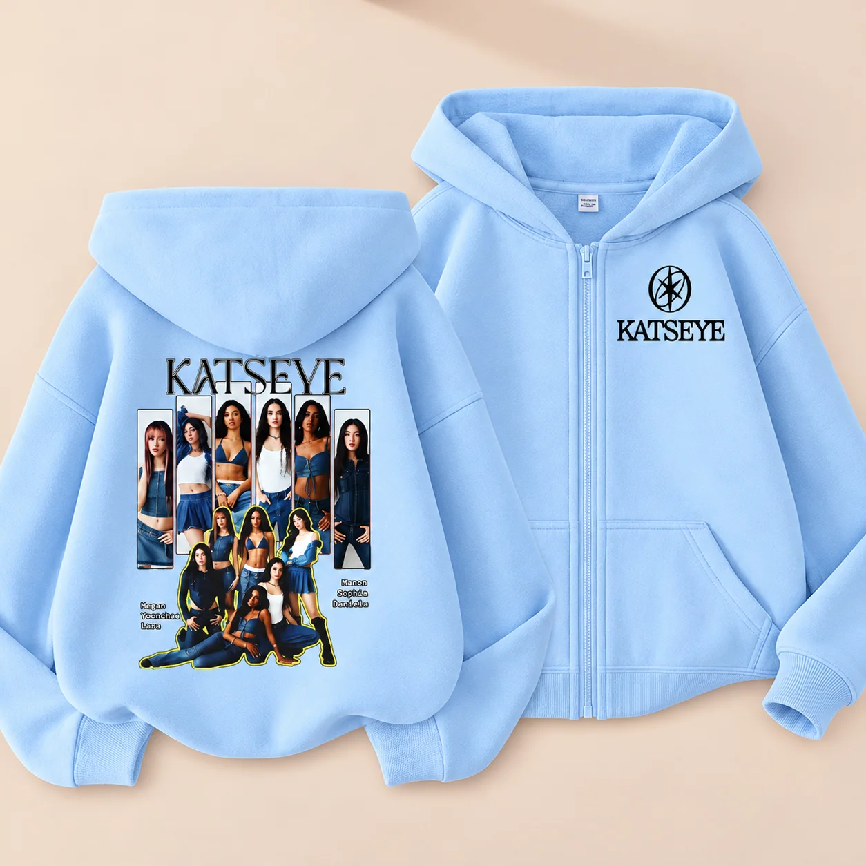 Kids Zip Up Sweatshirts Kpop Katseye Print Hoodie Children Clothes Kids Casual Tops Girl Boy Sweatshirt Zipper Hoody Streetwear