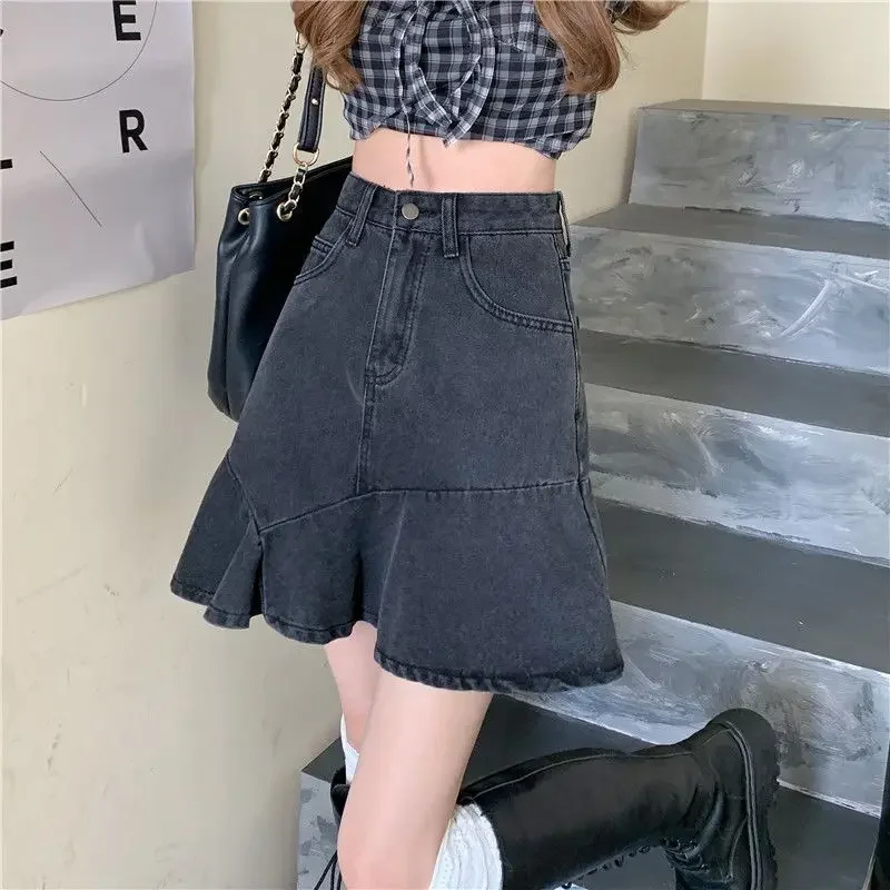 

Stylish Coquette Short Woman Denim Skirt Trend 2025 Korean Style Clothing Aesthetic Y2k Vintage Premium Jeans Skirts for Women