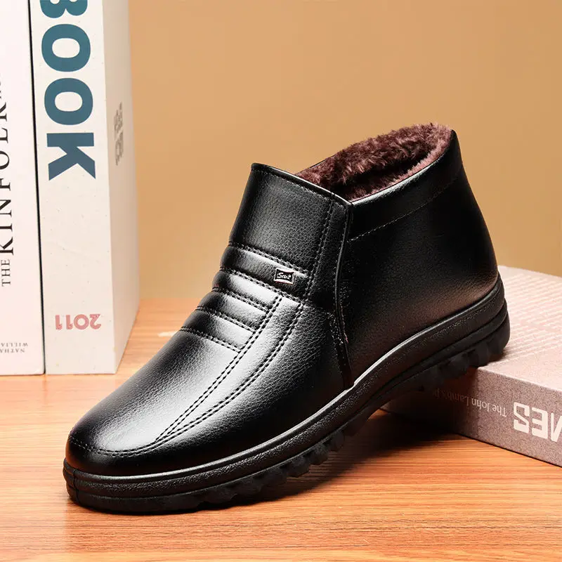 الشتاء مقاوم للماء الرجال Sheos جديد أحذية الثلوج الجلدية غير رسمية عالية أعلى الانزلاق على حذاء كاجوال للرجال المطاط أحذية الشتاء الدافئة Zapatos #3