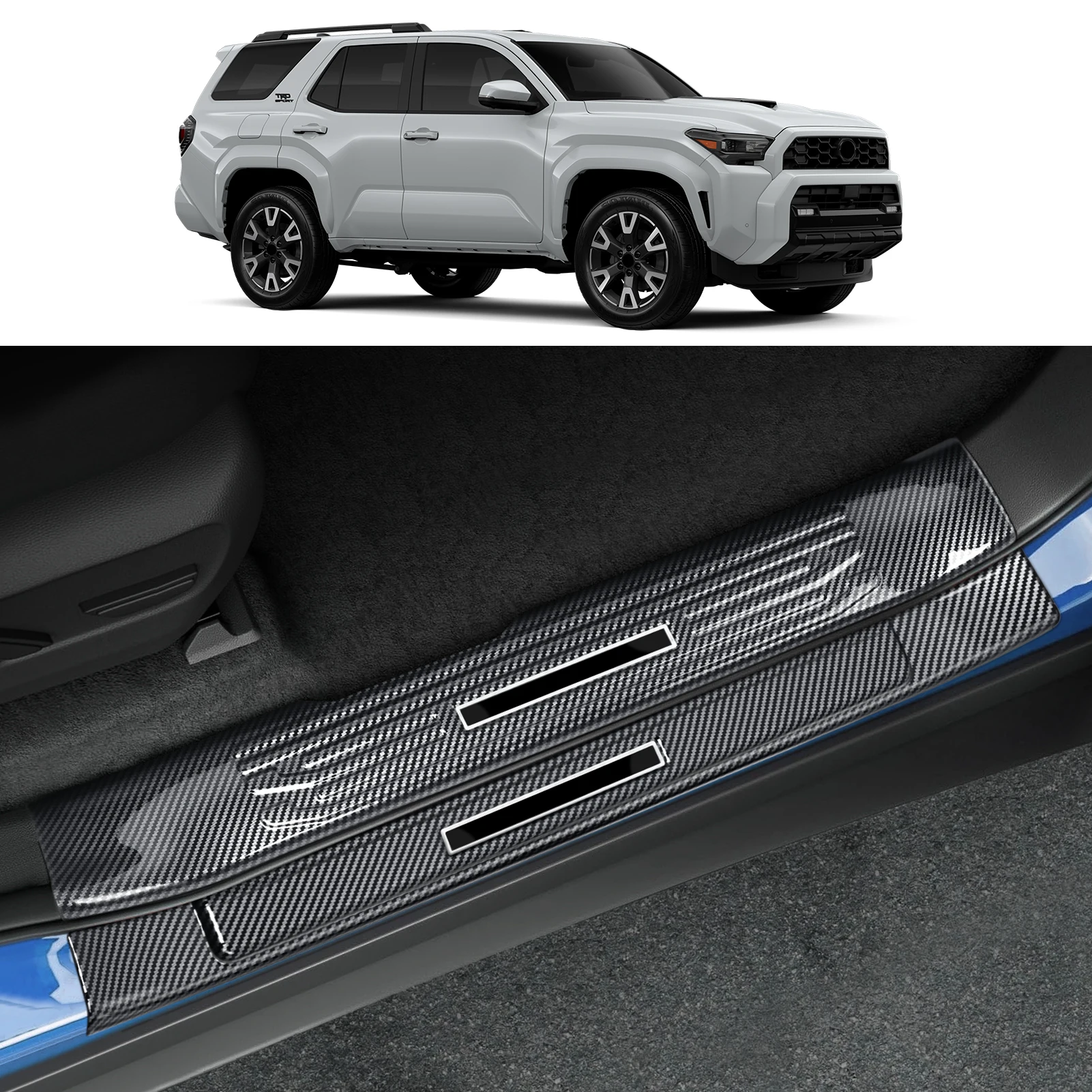 For Toyota 4Runner 2024 2025 2026 Door Threshold Trim Carbon Fiber Pattern Modification Accessories