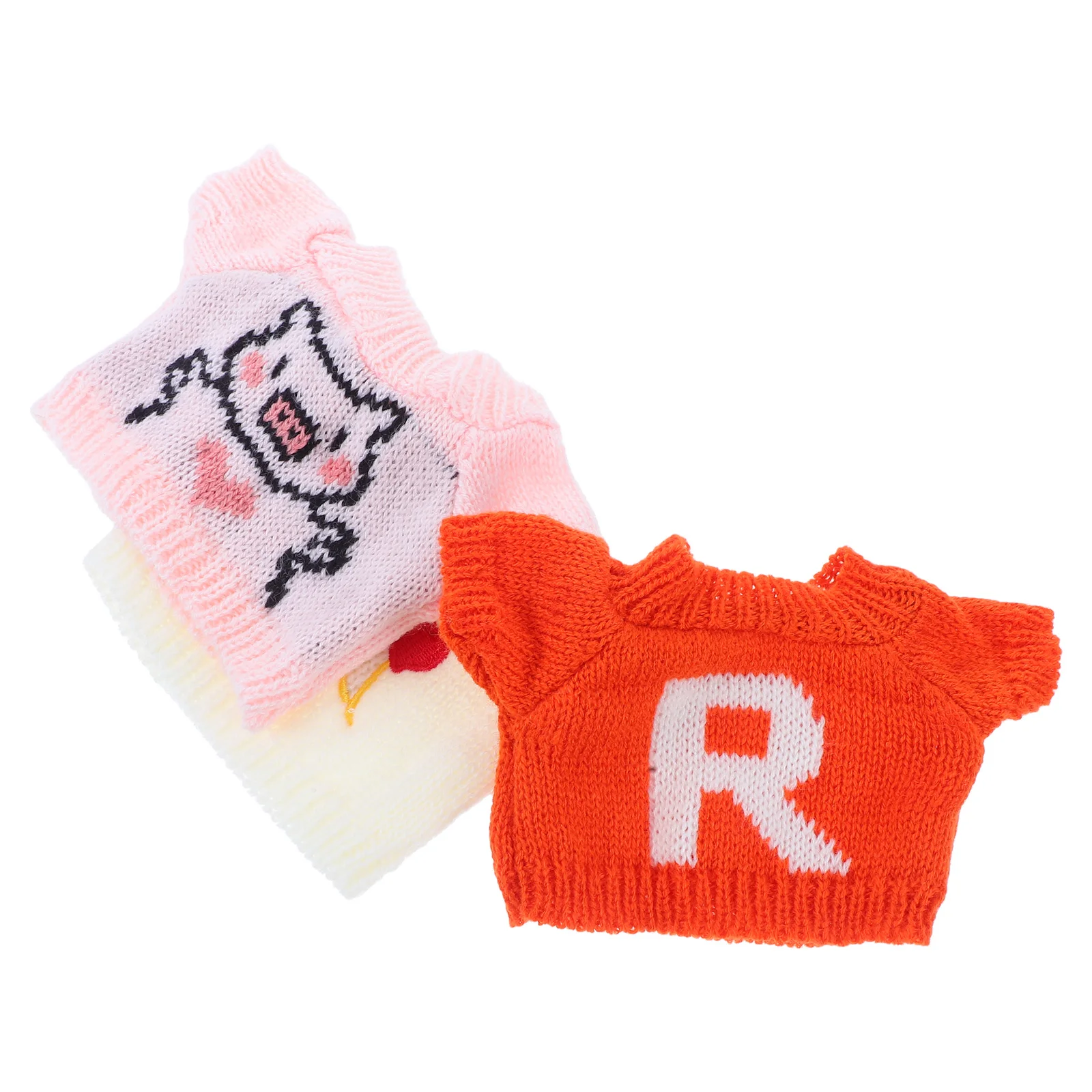 3 Pcs Plush Bear Clothes Stuffed Animal Accessories Clothing Yarn Costume for Animals Flower Bed Pin