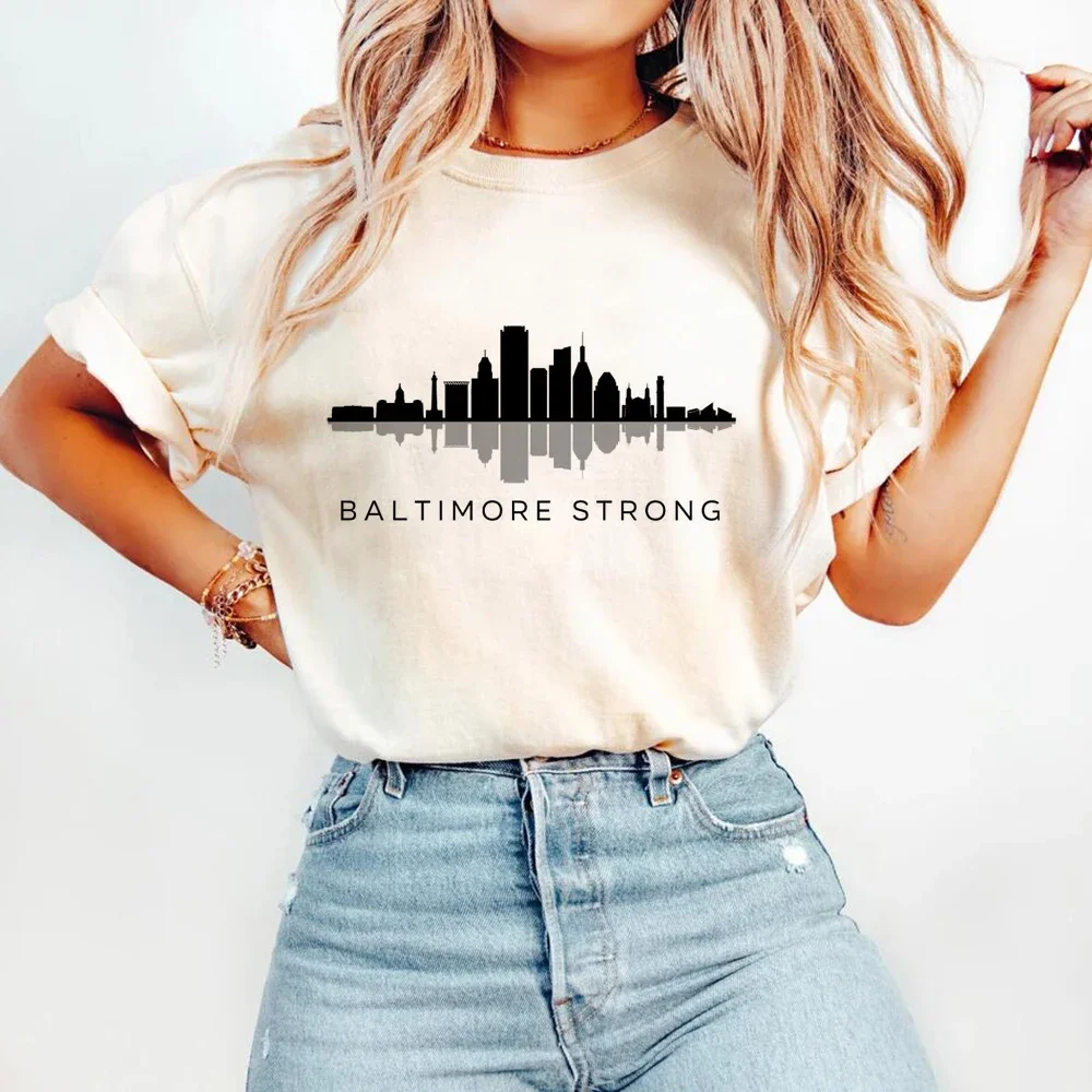 Summer Casual T-Shirt Print Baltimore Strong Bridge Collapse 2024 T-Shirt Fun Style Top Loose Fashion Style Basic Style O-Neck