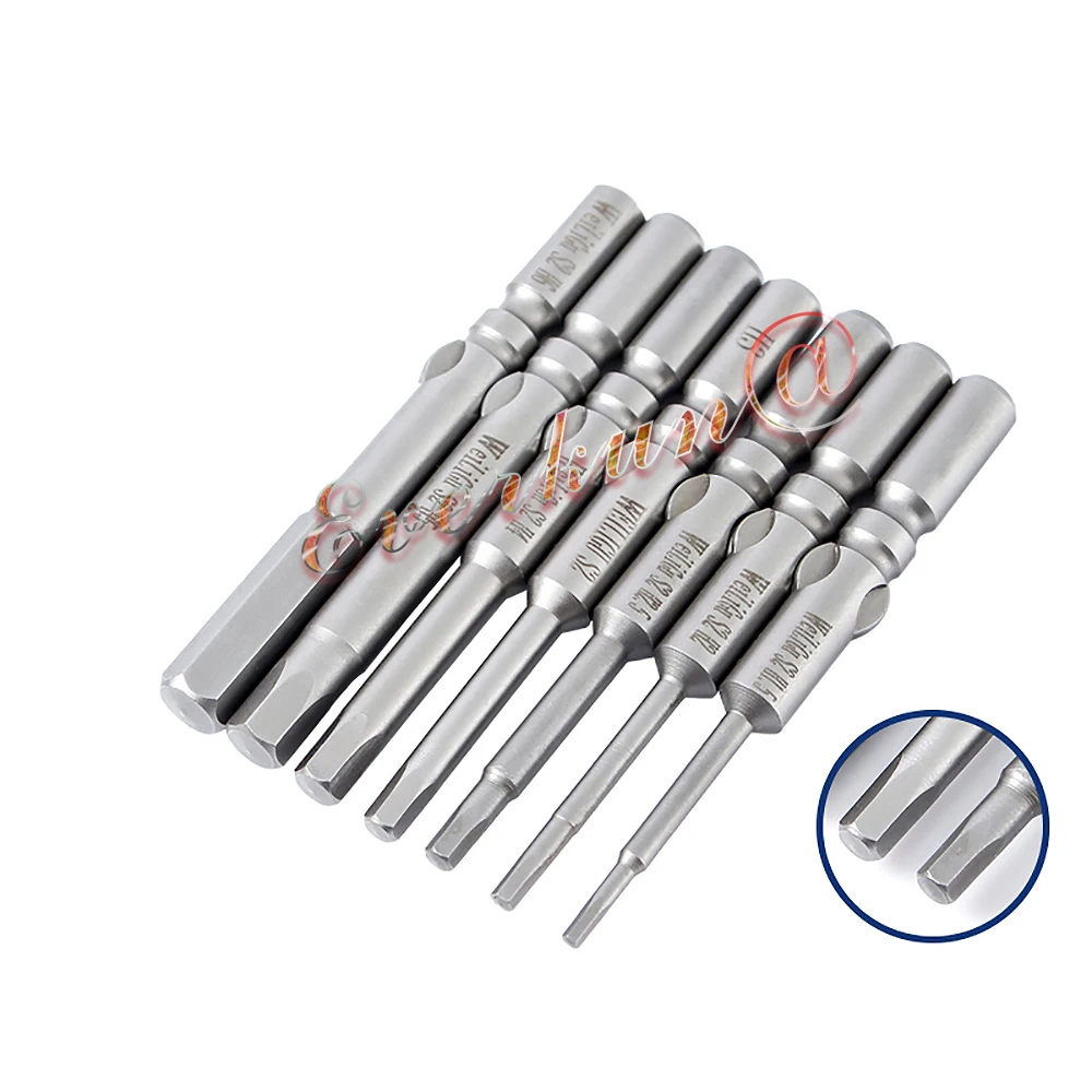 1/2/5/10p x Electric Screwdriver Bits Set Magnetic 802 Hex Driver H1.5 - H6 Round 6mm Shank 60/100mm Length S2 Steel Power Tool