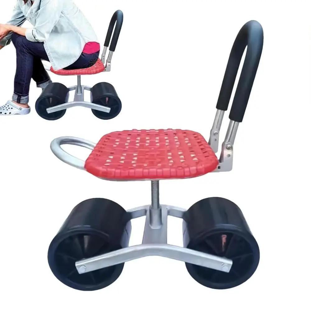 Iron Adjustable Garden Rolling Work Seat 360 Rotating Labor Saving Rolling Stool Comfortable With Wheels Garden Seat Cart Garden
