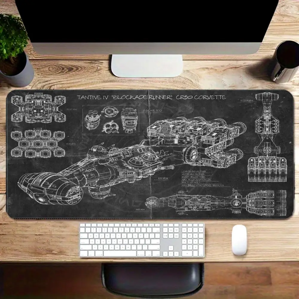 

Starship Blueprint Mouse Pad Large Rubber Base Anti-slip PC Desk Accessories Mousepad for Office & Gamer Keyboard Mats Decor Mat
