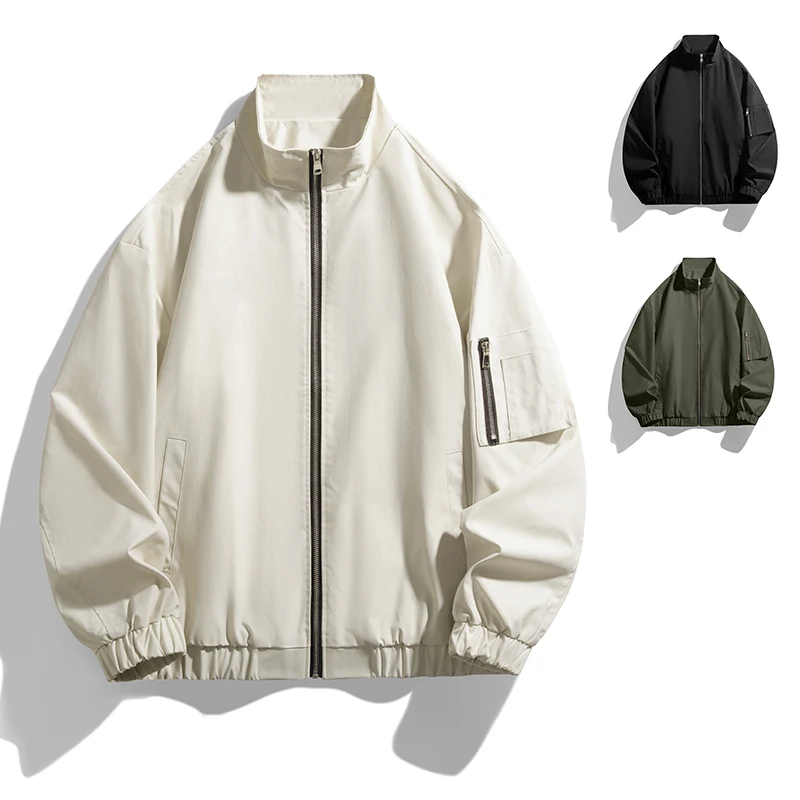 

2025 Новая куртка-бомбер с бейсбольным воротником, мужская модная повседневная весенне-осенняя верхняя одежда, универсальная куртка в пилотном стиле