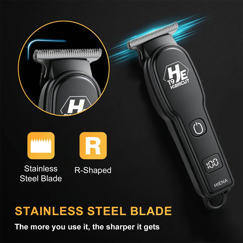 HIENA 4IN1 Cordless Hair Clipper T9 Trimmer Shaver Nose Trimmer LED USB Barber Kit for Men Salon Home