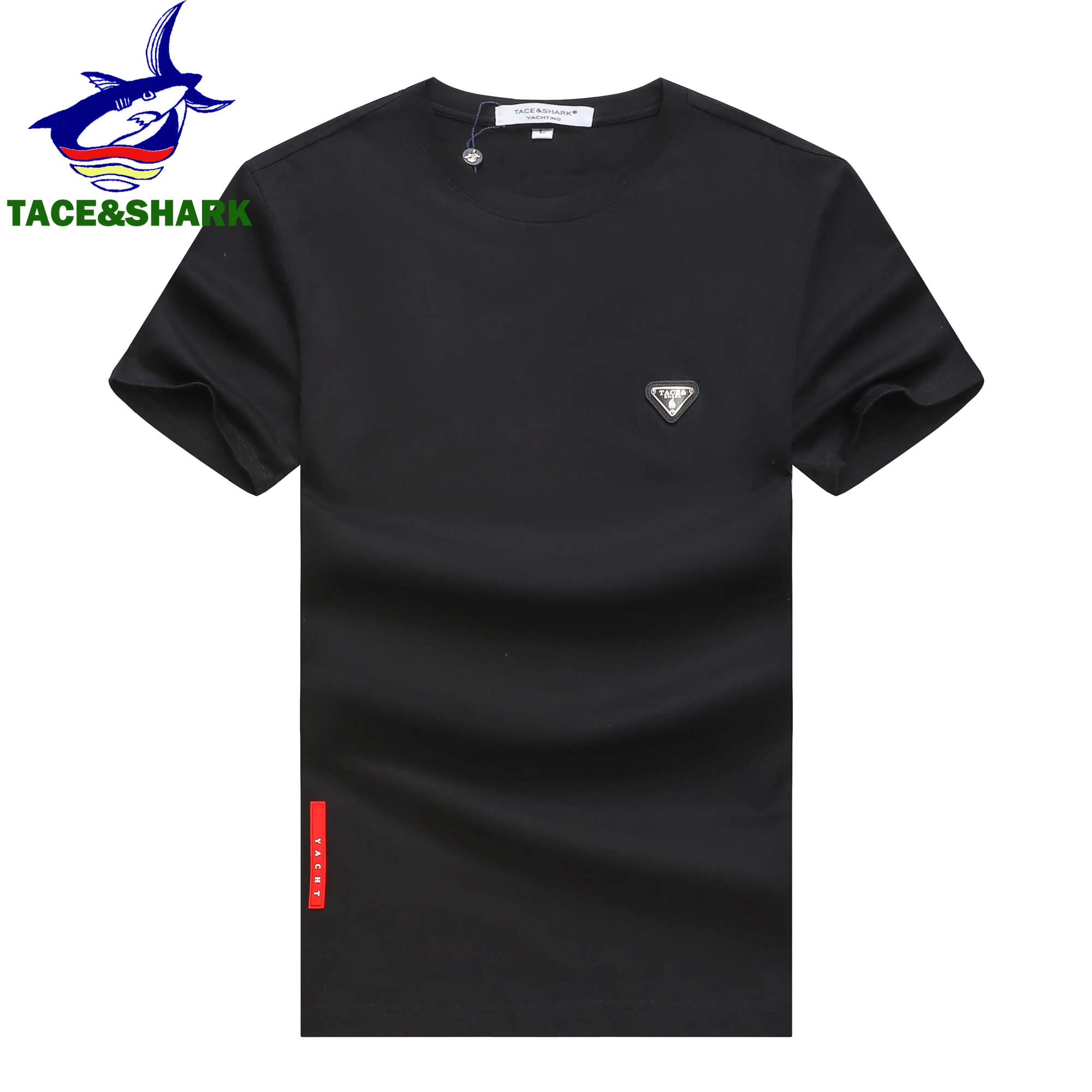 TACE&SHARK 2024 Summer Fashion T Shirts Casual Men Solid Color Tops Tees Black White O-Neck Tshirts