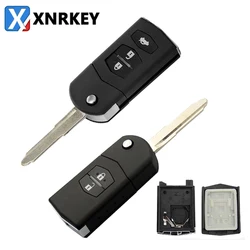 XNRKEY – coque de clé télécommande pliable à 2/3 boutons, grand support de batterie pour Mazda série 3 5 6 M6 RX8 MX5, avec lame non coupée