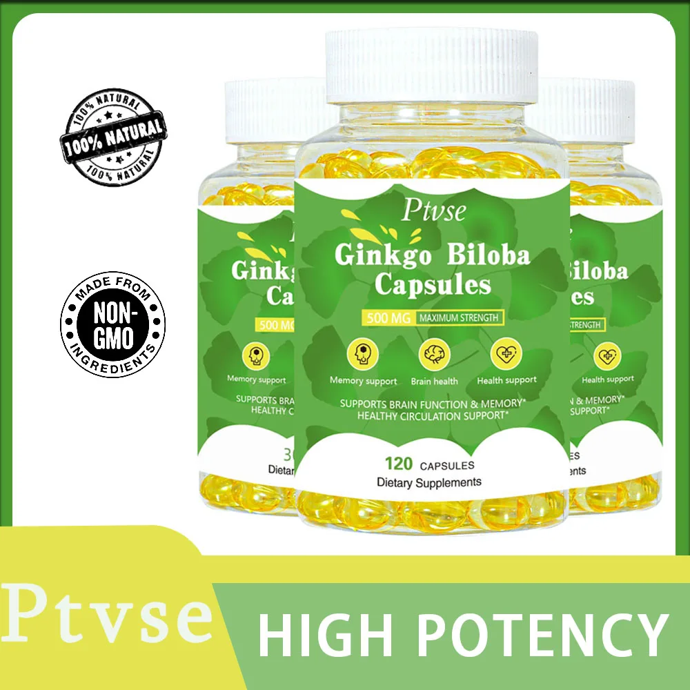 Organic Ginkgo Biloba Extra Capsules, Non-GMO, Gluten Free Dietary Supplemnt 120 Vegetarian Capsules For Men and Women