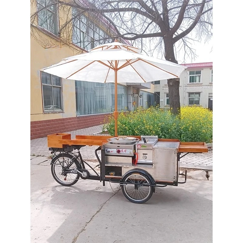 

Summer new Internet celebrity pancake sales car Multifunctional electric mobile snack tricycle Fried skewers Fried chicken