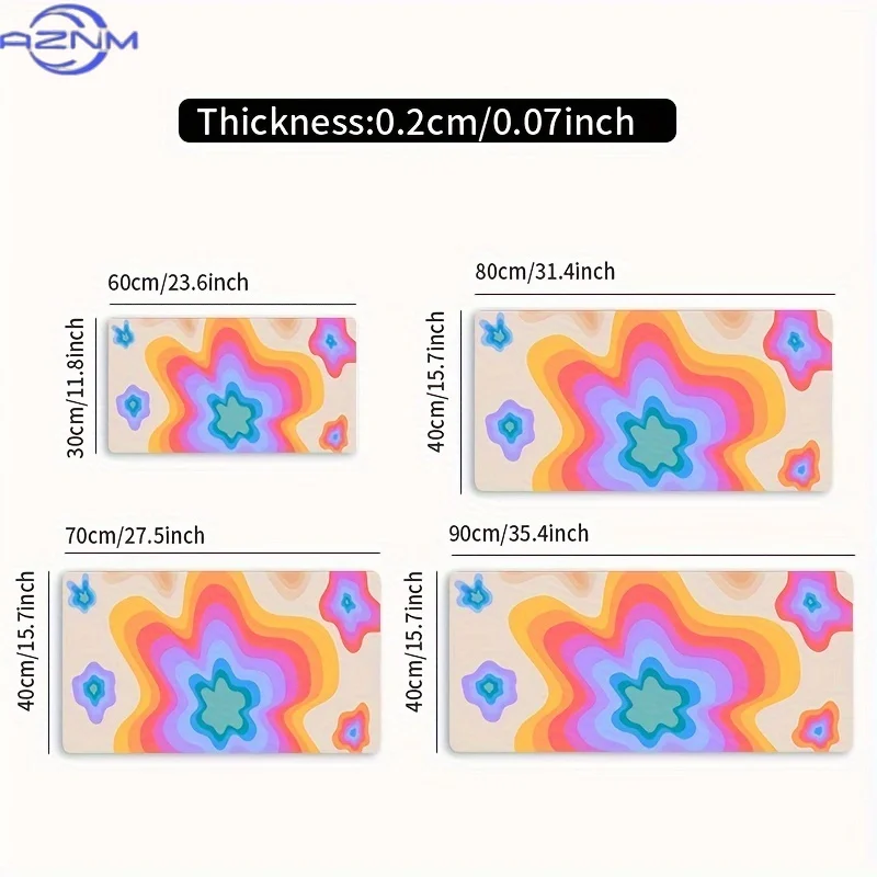 1pc of Colorful Abstract Texture Pattern Rectangular Mouse Pad, Large Size, Made of Natural Rubber, Durable Stitched Edges, Non-