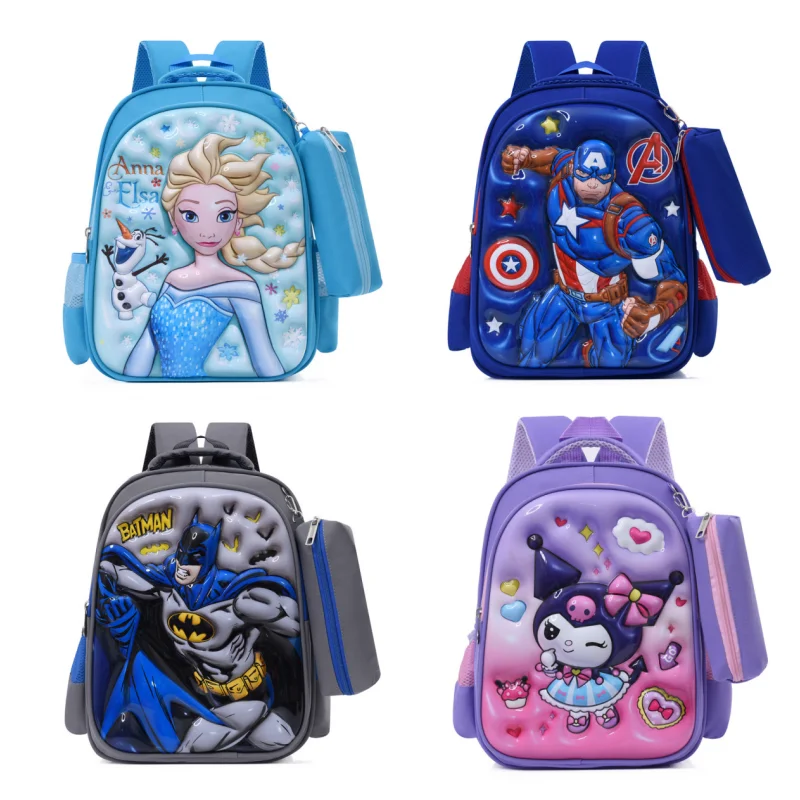 Marvel Children Backpack For Grades 1-3 3d Hard Shell Anime Cartoon Batman Sofia Sanrio Disney Lightweight Waterproof Bags Gifts