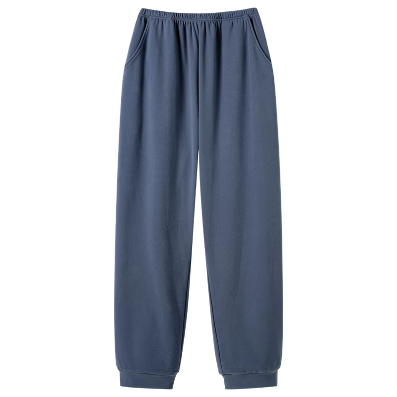 

Тонкие бархатные длинные брюки, однотонные мужские домашние пижамы, осенне-зимние брюки с эластичной резинкой на талии, большие ярды, повседневная одежда для сна