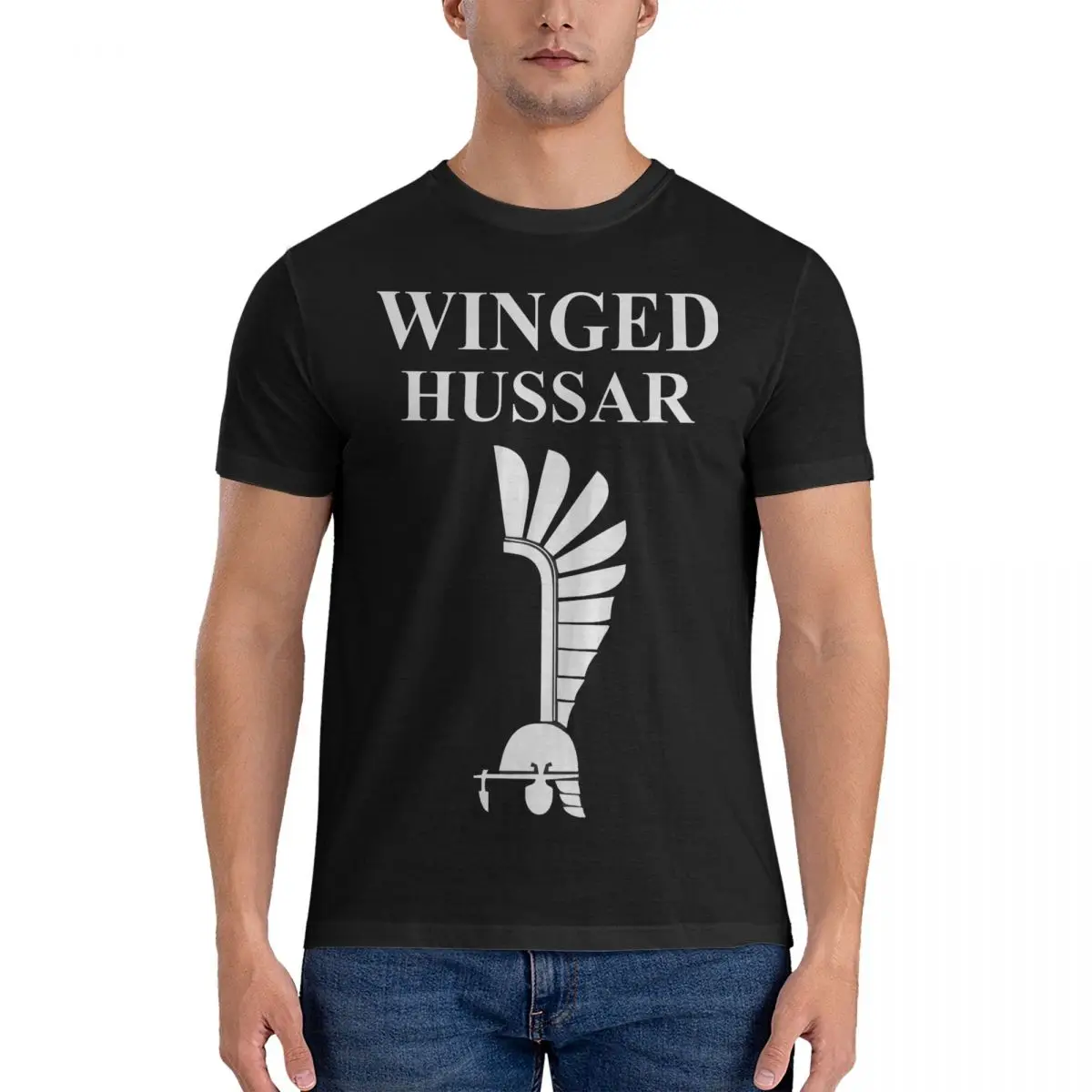 Vintage Elite Warrior T-Shirt Men Crewneck Cotton T Shirt Winged Hussar Short Sleeve Tees Printing Clothing