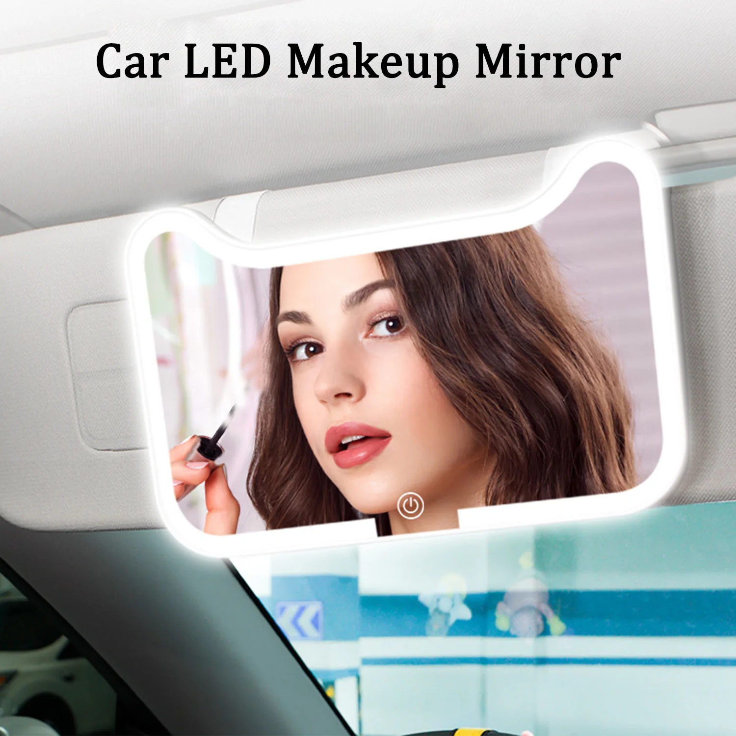 

Cute Cat Head Car Sun Visor Makeup Mirror LED Touch Screen Adjustable Brightness Switchable Auto Interior Cosmetic Mirror
