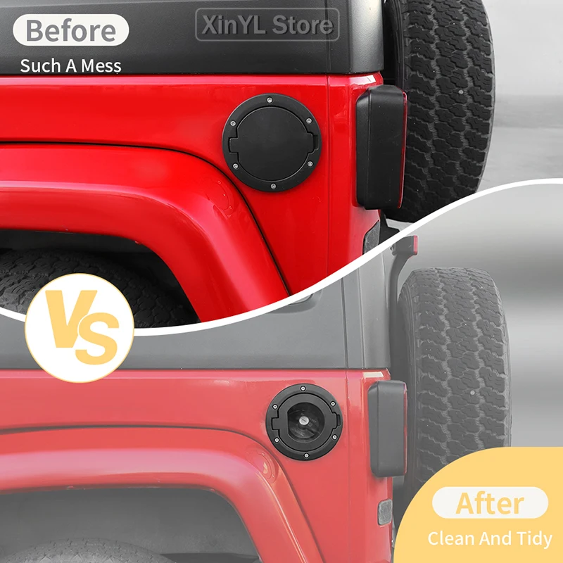 Black Powder Coated Steel Transparent Gas Fuel Tank Gas Cap Cover for Jeep Wrangler JK JKU 2007-2017 Car Accessories