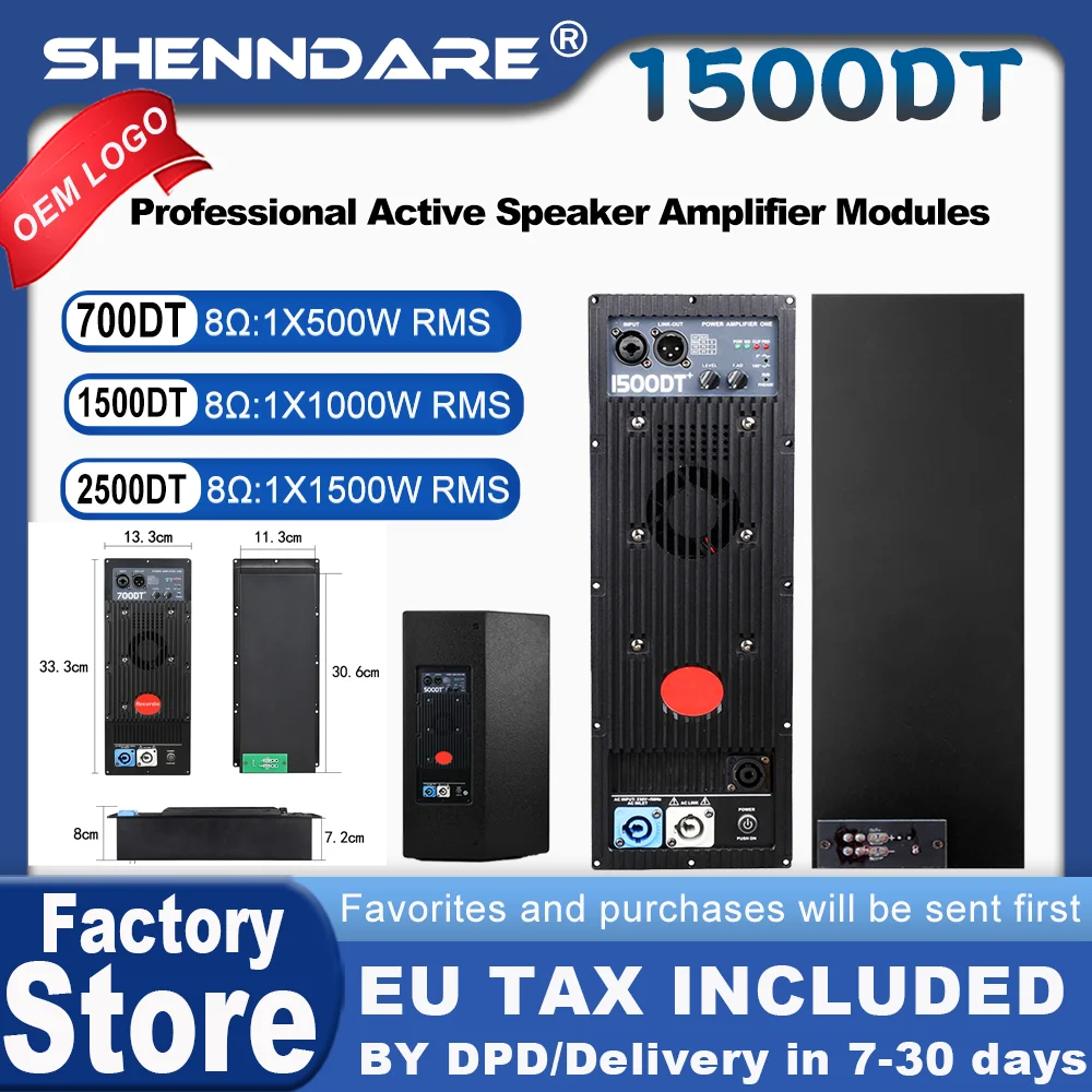 Módulo amplificador de altavoz activo profesional ShennDare 1500DT, clase TD, 1x1000w, 8 ohmios, placa amplificadora de subwoofer para DJ, módulo de preaudio, 1x1500w, 4 ohmios