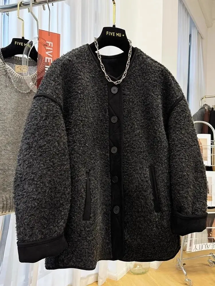 Autumn and Winter New Women's Lamb Wool Coat Splicing Fur and Cotton Jacket
