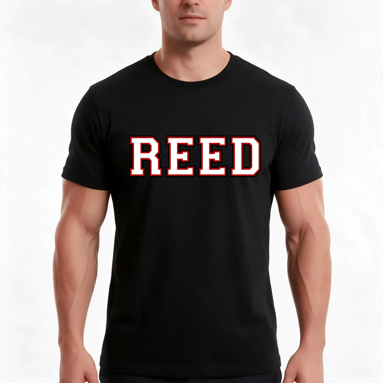 reed - college font T-Shirt, Summer Casual Cotton Tee, Oversized Streetwear Tops, Vintage Graphic Print, Loose Fit Short Sleeve