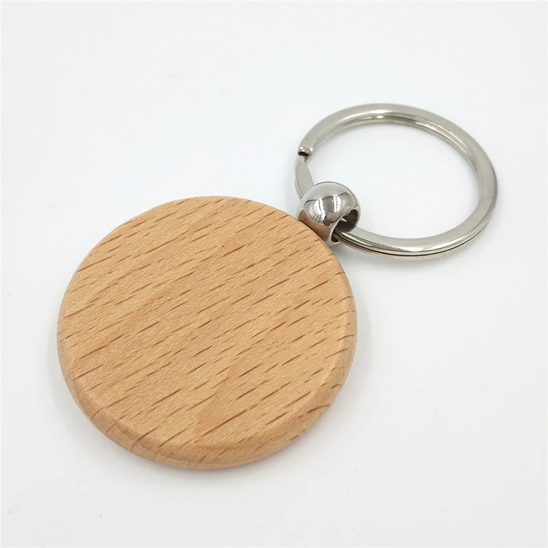 1 Piece Blank Round Wooden Key Chain DIY Wood Keychain