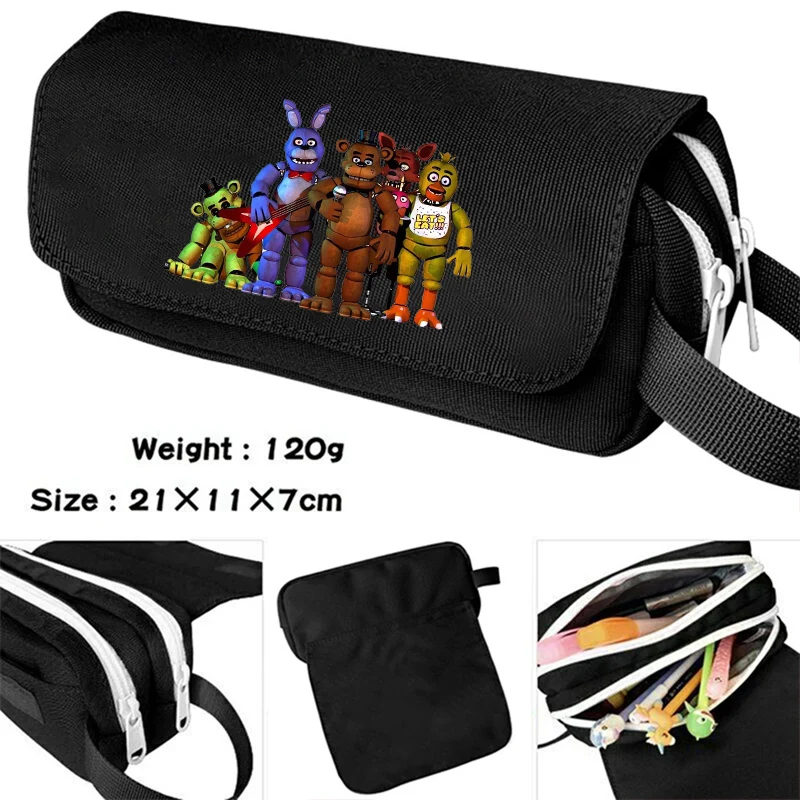 خمس ليال في فريدي 2 مقلمة سعة كبيرة مخيف الرعب تيدي بير طالب الكرتون موضة القلم أكياس القرطاسية الحقيبة #3