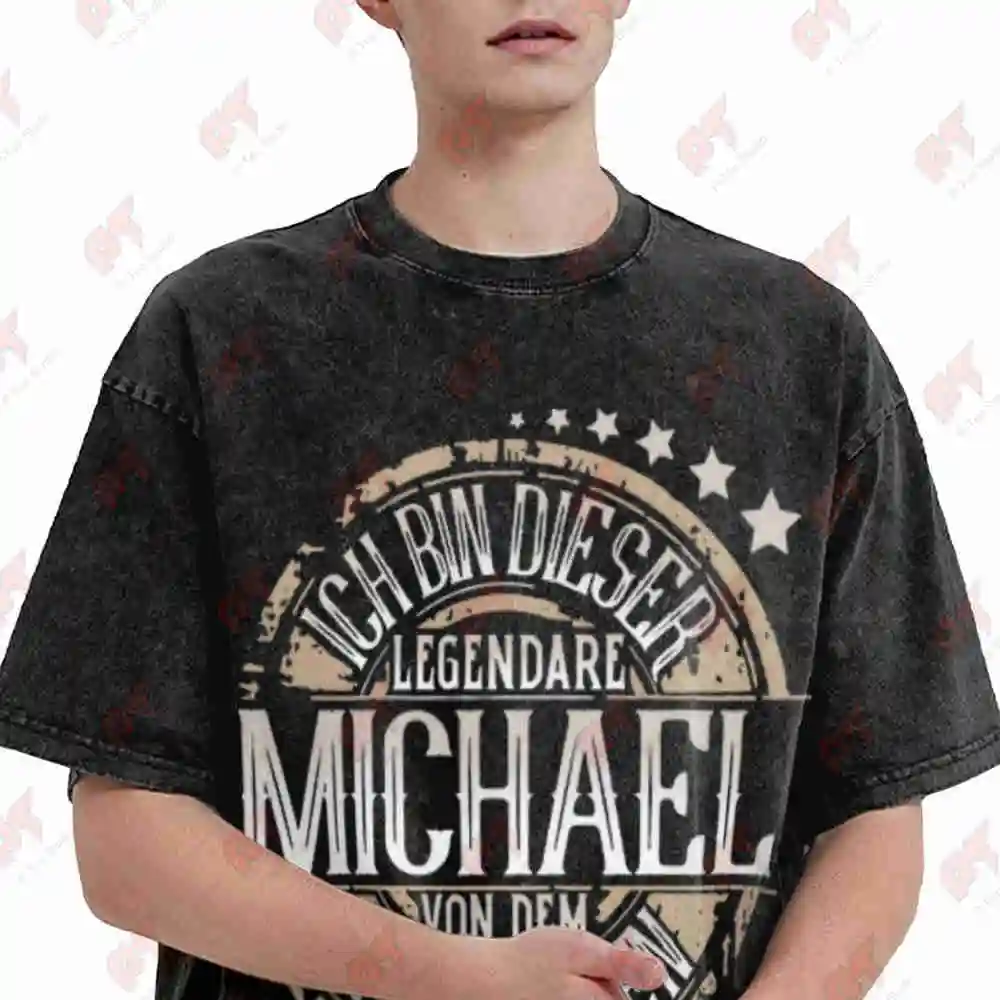 Michael German Name Vintage Washed Tee Pure Cotton T-Shirt