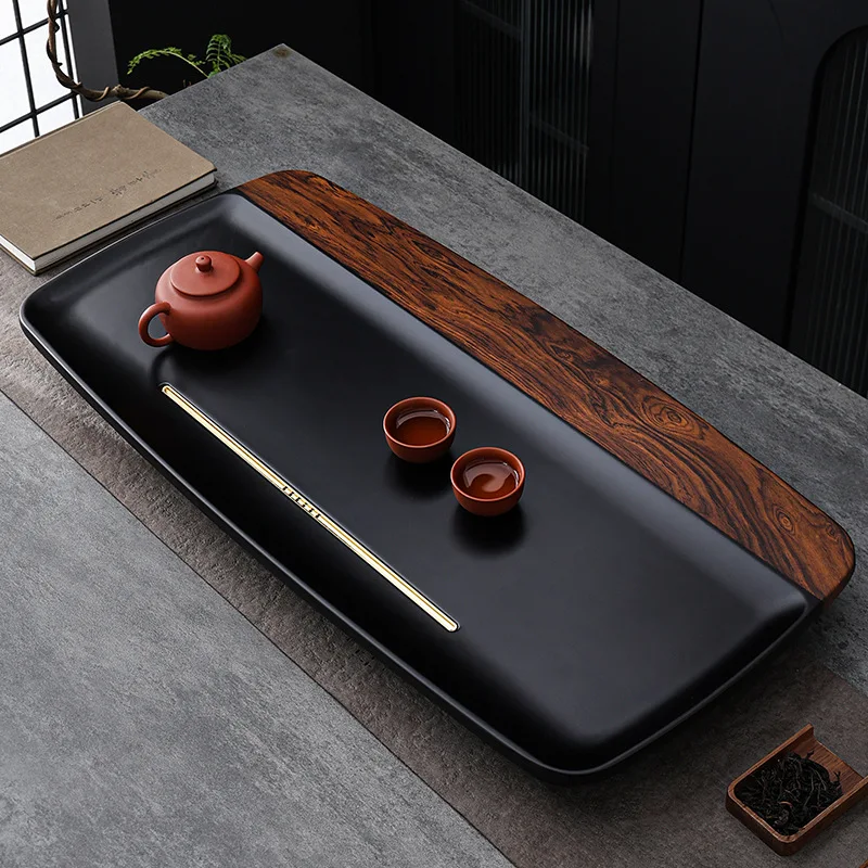 Whole Solid Wood Tea Tray New Simple Living Room Household Rectangular Walnut Tea Table Bakelite Tea Set