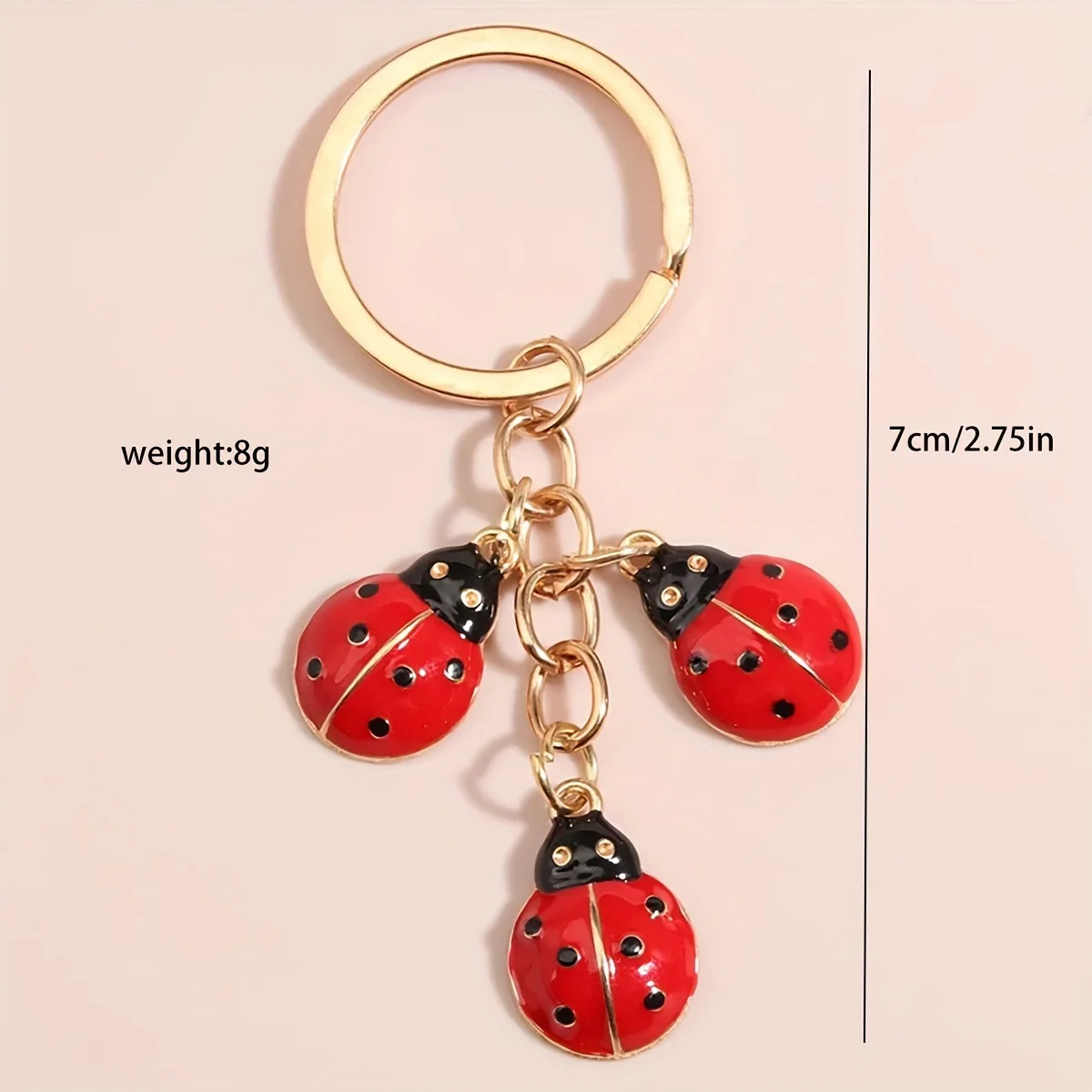 1 Stück Niedlicher Emaille-Marienkäfer-Schlüsselanhänger Tier-Schlüsselring Anhänger für Autoschlüsselhalter Damen Mädchen Handtaschen-Accessoires Handgemachter Schmuck Geschenk – Detail 6