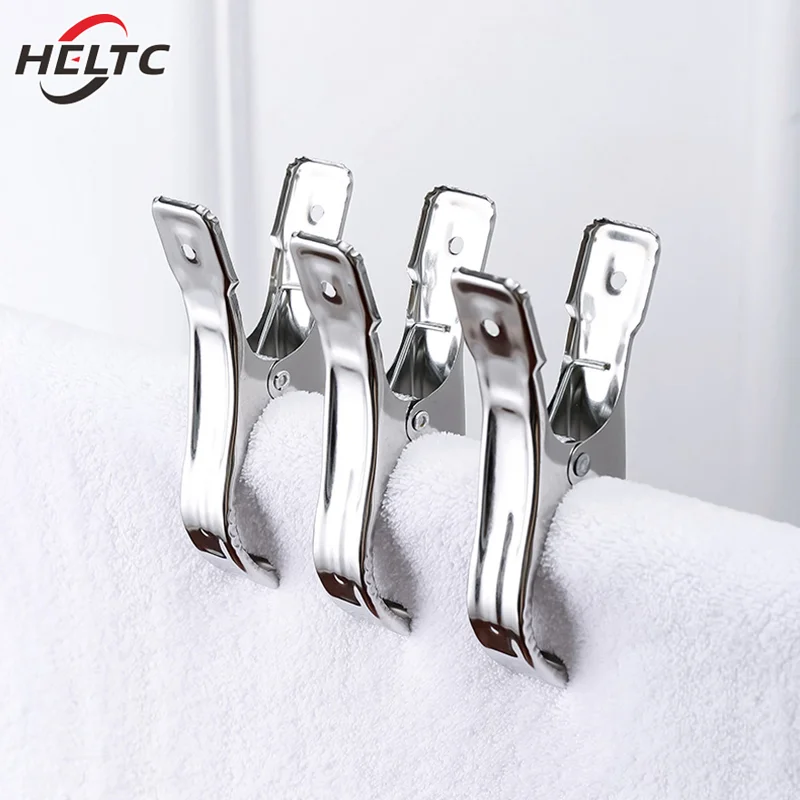 5/6/10/20pcs Stainless Steel Clips Clothespin Big Beach Chair Towel Clip Clamp For Quilt Windproof Clipping Clamps Accessories