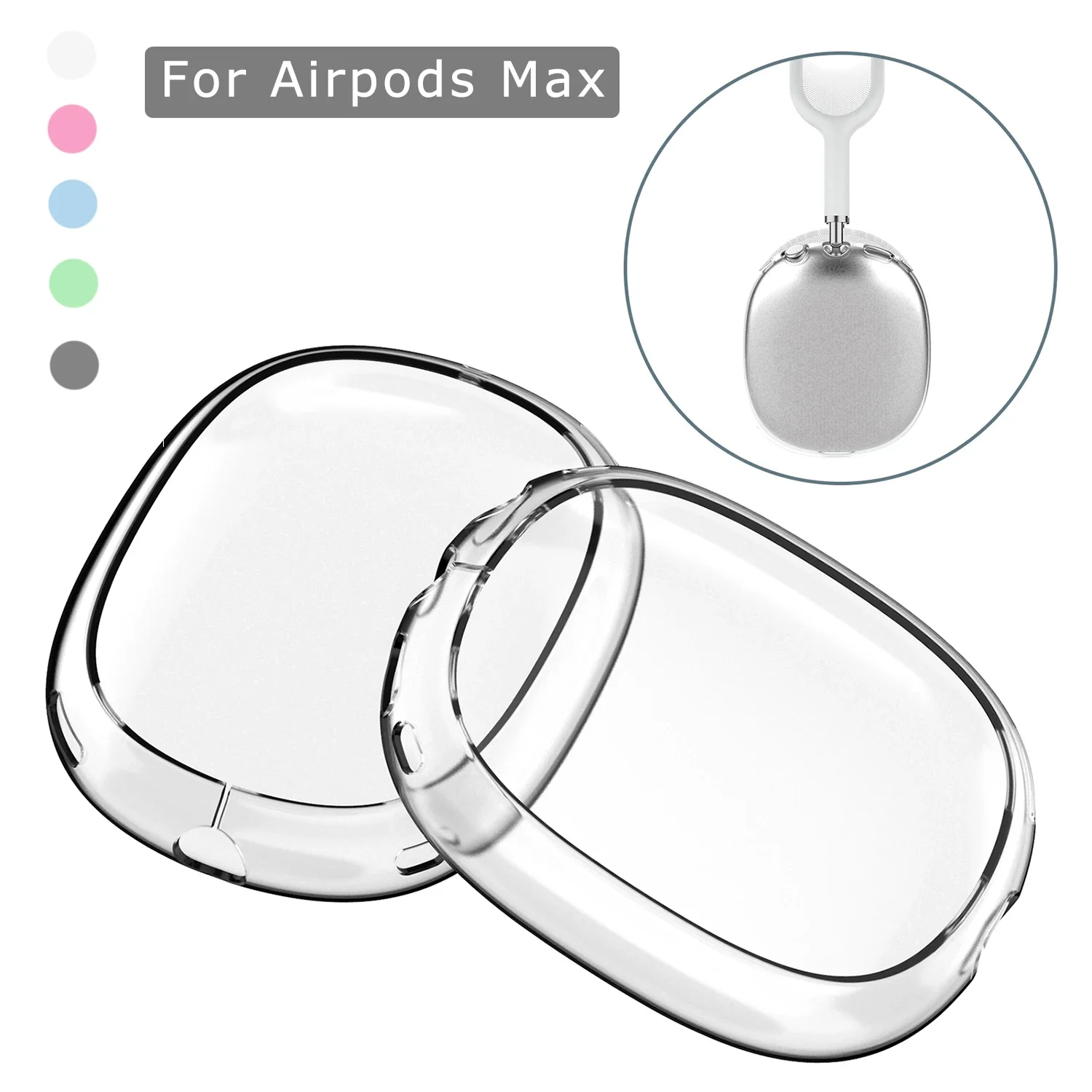 2 قطعة/المجموعة لينة المضادة للخدش غطاء شفاف ل AirPods ماكس بولي TPU اللاسلكية للصدمات سماعات حالة واقية كم حامي